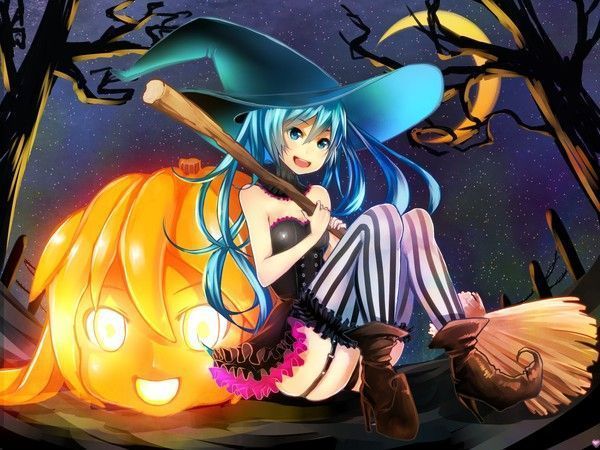 Halloween avec Miku (fond d'écran manga)